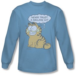Garfield - Mens Smiling Cat Long Sleeve Shirt In Carolina Blue