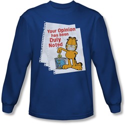 Garfield - Mens Duly Noted Long Sleeve Shirt In Royal