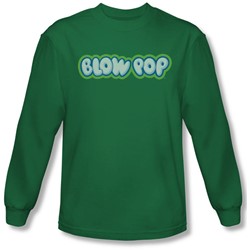 Tootsie Roll - Mens Blow Pop Logo Long Sleeve Shirt In Kelly Green