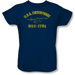 Star Trek - Womens Enterprise Athletic T-Shirt In Navy