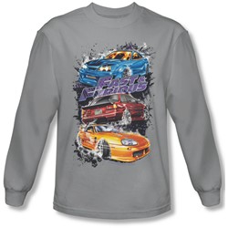 Fast And The Furious - Mens Smokin Street Cars Long Sleeve Shirt In Silver