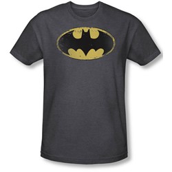 Batman - Mens Distressed Shield T-Shirt In Charcoal