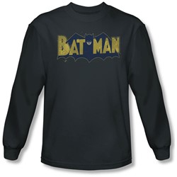 Batman - Mens Vintage Logo Splatter Long Sleeve Shirt In Charcoal