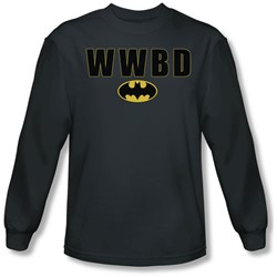 Batman - Mens Wwbd Logo Long Sleeve Shirt In Charcoal