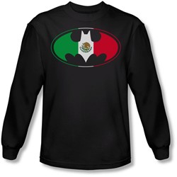 Batman - Mens Mexican Flag Shield Long Sleeve Shirt In Black