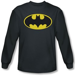 Batman - Mens Classic Bat Logo Long Sleeve Shirt In Charcoal
