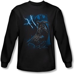 Batman - Mens Lightning Strikes Long Sleeve Shirt In Black