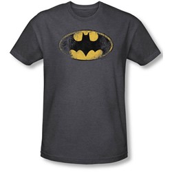 Batman - Mens Destroyed Logo T-Shirt In Charcoal