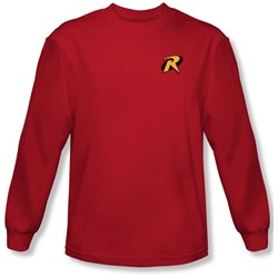 Batman - Mens Robin Logo Long Sleeve Shirt In Red