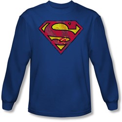 Superman - Mens Action Shield Long Sleeve Shirt In Royal