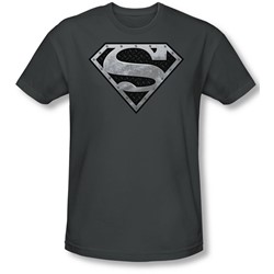 Superman - Mens Super Metallic Shield T-Shirt In Charcoal