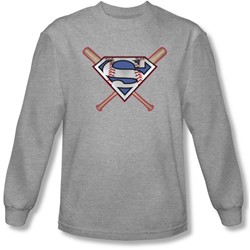 Superman - Mens Crossed Bats Long Sleeve Shirt In Heather