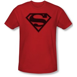 Superman - Mens Red & Black Shield T-Shirt In Red