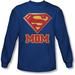Superman - Mens Super Mom Long Sleeve Shirt In Royal