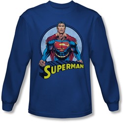 Superman - Mens Flying High Again Long Sleeve Shirt In Royal