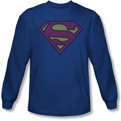 Superman - Mens Little Logos Long Sleeve Shirt In Royal