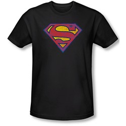 Superman - Mens Sm Neon Distress Logo T-Shirt In Black
