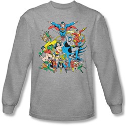 Dc Comics - Mens Justice League Assemble Long Sleeve Shirt In Heather