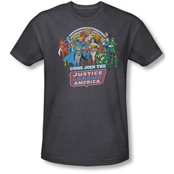 Dc Comics - Mens Join The Justice League T-Shirt In Charcoal
