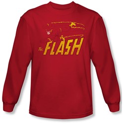 Dc Comics - Mens Flash Speed Distressed Long Sleeve Shirt In Red