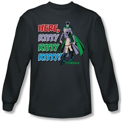 Dc Comics - Mens Here Kitty Long Sleeve Shirt In Charcoal
