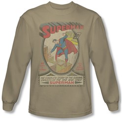 Dc Comics - Mens Superman 1 Distressed Long Sleeve Shirt In Sand