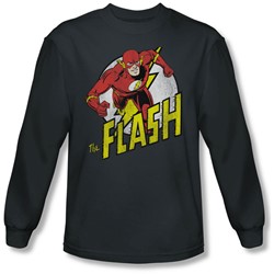 Dc Comics - Mens Run Flash Run Long Sleeve Shirt In Charcoal