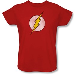 Dc Comics - Womens Flash Logo Distressed T-Shirt In Red