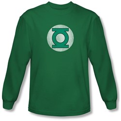 Dc Comics - Mens Gl Logo Distressed Long Sleeve Shirt In Kelly Green