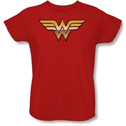 Justice League, The - Womens Golden T-Shirt In Red