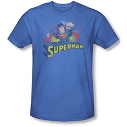 Justice League, The - Mens Superman Rough Distress T-Shirt In Royal