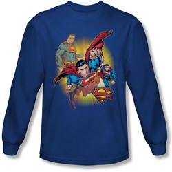 Justice League, The - Mens Superman Collage Long Sleeve Shirt In Royal