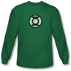 Green Lantern - Mens Scribble Lantern Logo Long Sleeve Shirt In Kelly Green