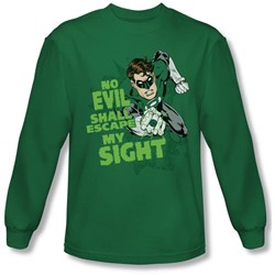Green Lantern - Mens No Evil Long Sleeve Shirt In Kelly Green
