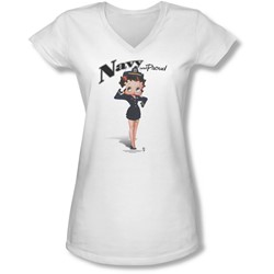 Boop - Juniors Navy Boop V-Neck T-Shirt