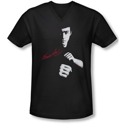 Bruce Lee - Mens The Dragon Awaits V-Neck T-Shirt