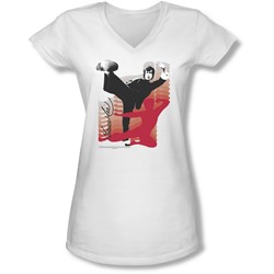 Bruce Lee - Juniors Kick It V-Neck T-Shirt