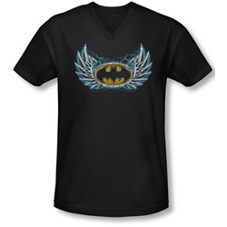 Batman - Mens Steel Wings Logo V-Neck T-Shirt