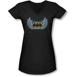 Batman - Juniors Steel Wings Logo V-Neck T-Shirt