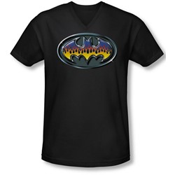 Batman - Mens Hot Rod Shield V-Neck T-Shirt