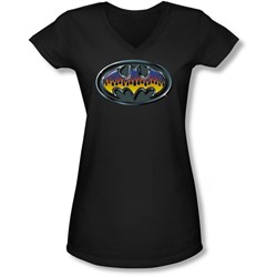 Batman - Juniors Hot Rod Shield V-Neck T-Shirt