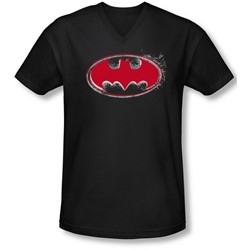 Batman - Mens Hardcore Noir Bat Logo V-Neck T-Shirt