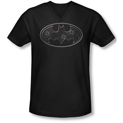Batman - Mens Glass Hole Logo V-Neck T-Shirt