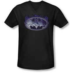 Batman - Mens Cracked Shield V-Neck T-Shirt