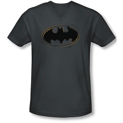 Batman - Mens Spray Paint Logo V-Neck T-Shirt