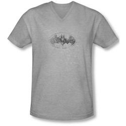 Batman - Mens Burned & Splattered V-Neck T-Shirt