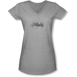 Batman - Juniors Burned & Splattered V-Neck T-Shirt