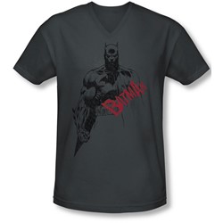 Batman - Mens Sketch Bat Red Logo V-Neck T-Shirt