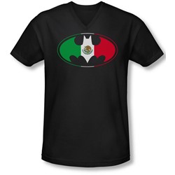 Batman - Mens Mexican Flag Shield V-Neck T-Shirt