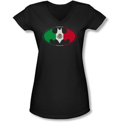 Batman - Juniors Mexican Flag Shield V-Neck T-Shirt